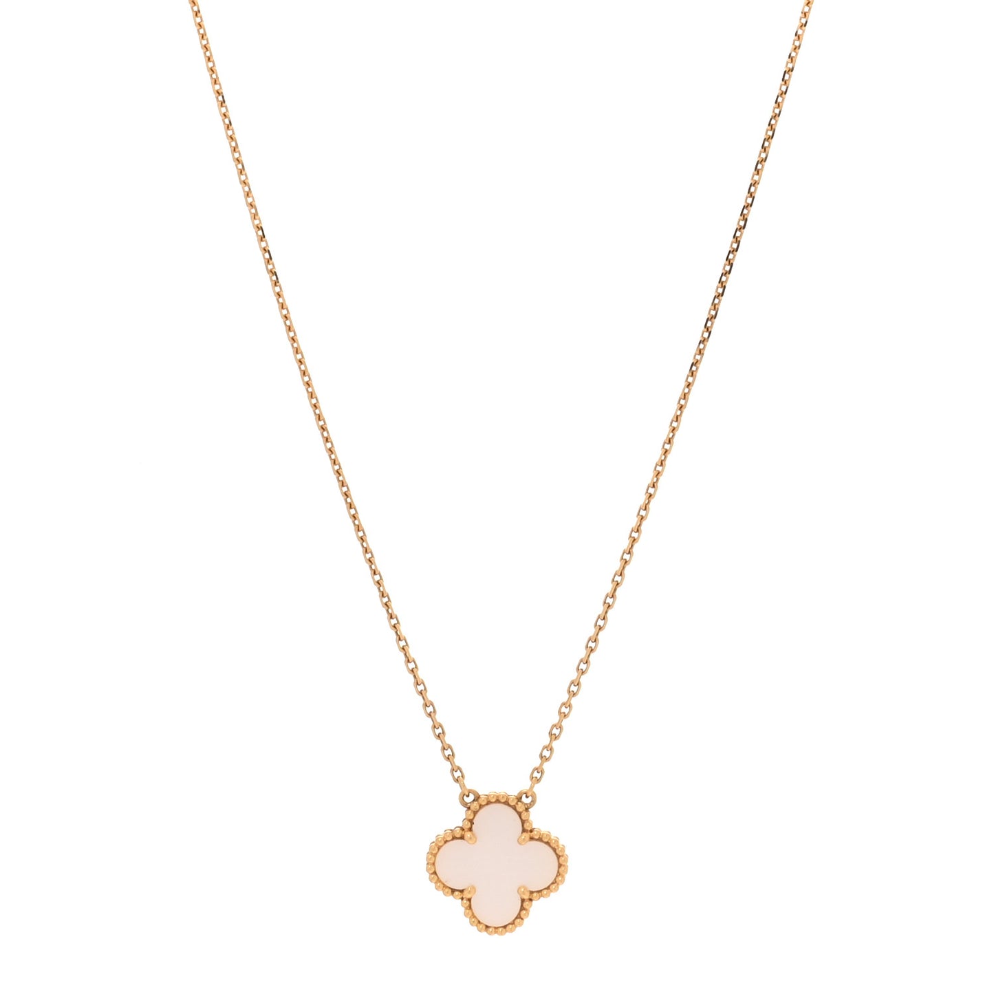 18K Yellow Gold Mother of Pearl Vintage Alhambra Pendant Necklace