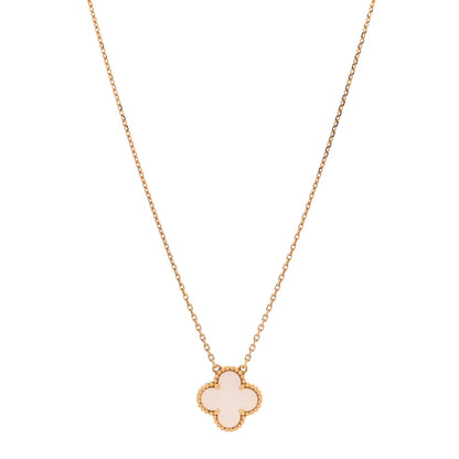 Van Cleef & Arpels 18K Yellow Gold Mother of Pearl Vintage Alhambra Pendant Necklace 1 of 7