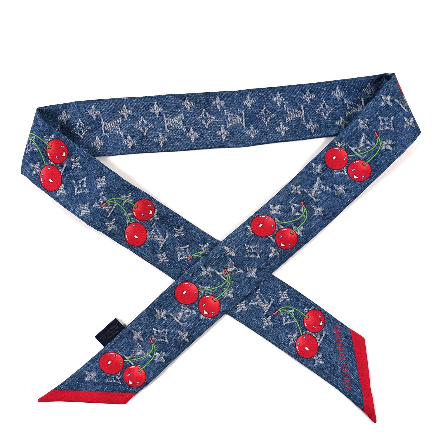 Louis Vuitton LV X TM Silk Monogram Cerises Bandeau  Denim Blue 1 of 3
