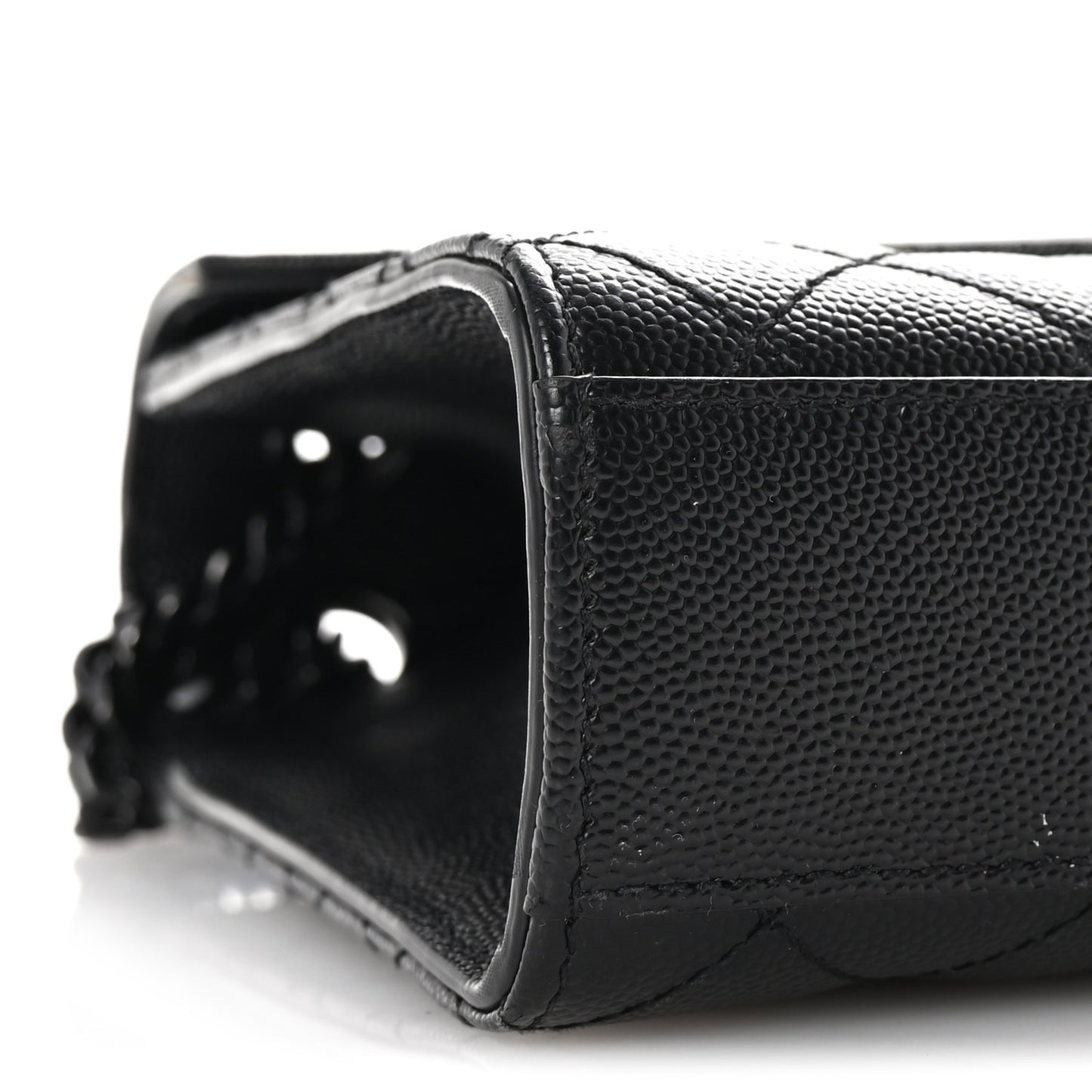 Grain De Poudre Textured Mixed Matelasse Triquilt Medium Monogram Monochrome Satchel Black