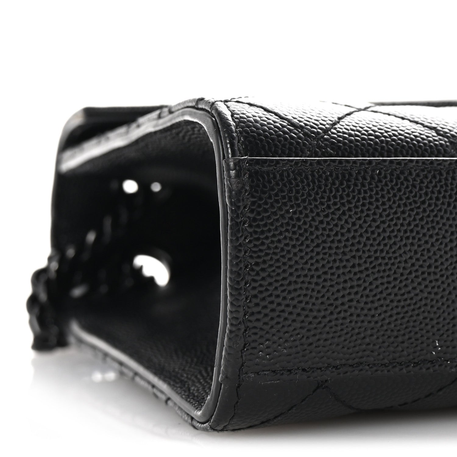 Saint Laurent Grain De Poudre Textured Mixed Matelasse Triquilt Medium Monogram Monochrome Satchel Black 9 of 10