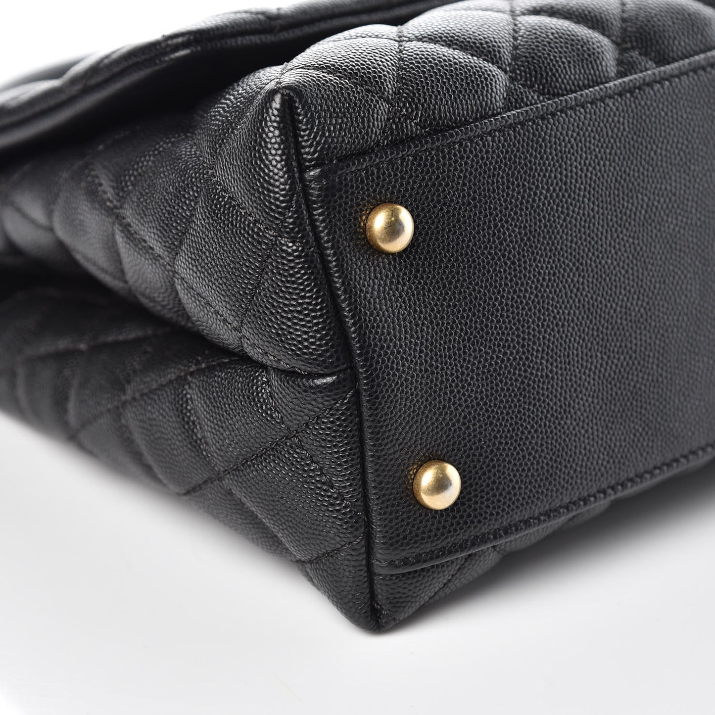 Caviar Quilted Small Coco Handle Flap Black