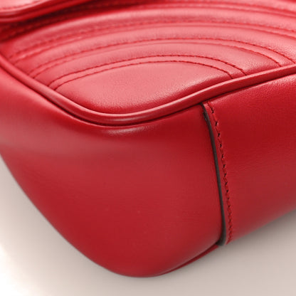 Gucci Calfskin Matelasse Small GG Marmont Shoulder Bag Hibiscus Red 7 of 8