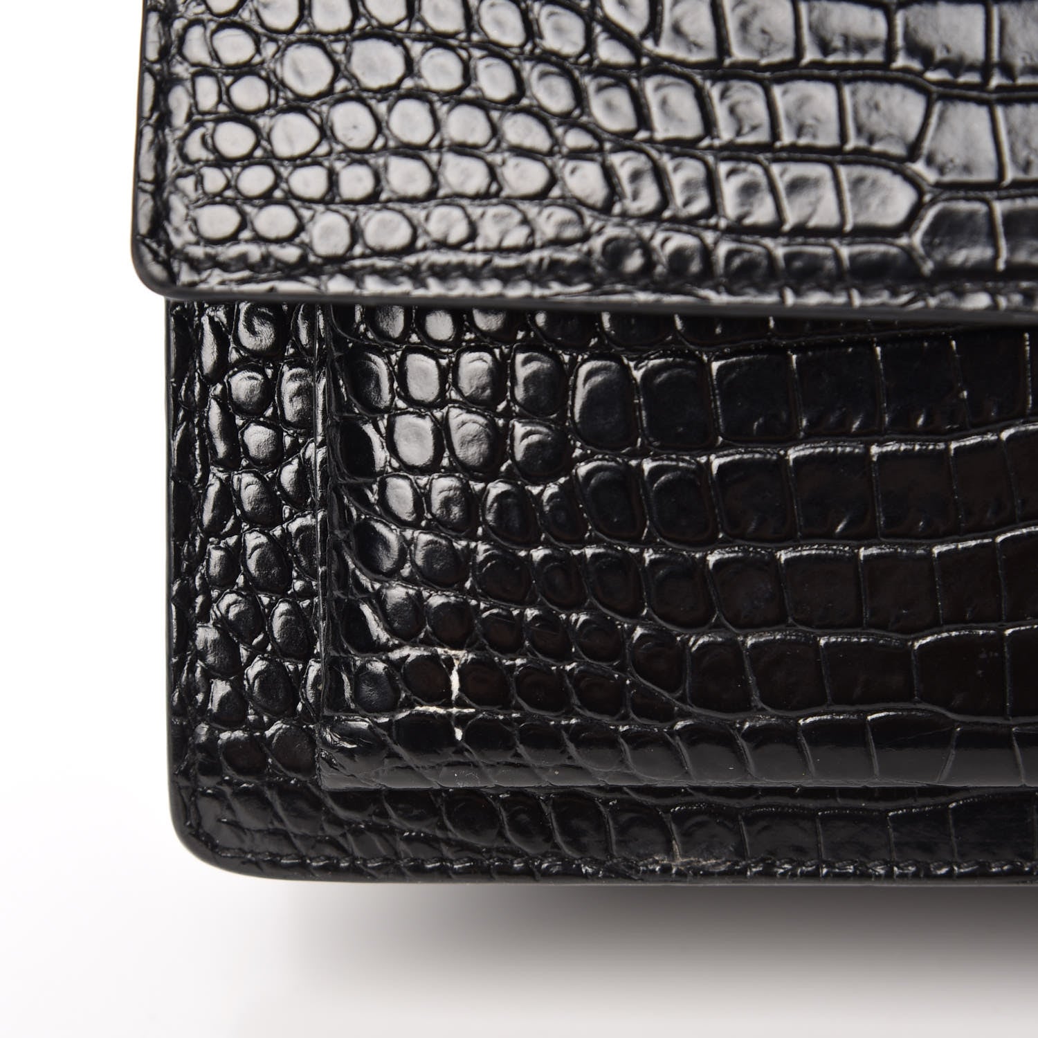 Saint Laurent Calfskin Crocodile Embossed Medium Monogram Sunset Black 11 of 11