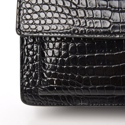 Saint Laurent Calfskin Crocodile Embossed Medium Monogram Sunset Black 11 of 11