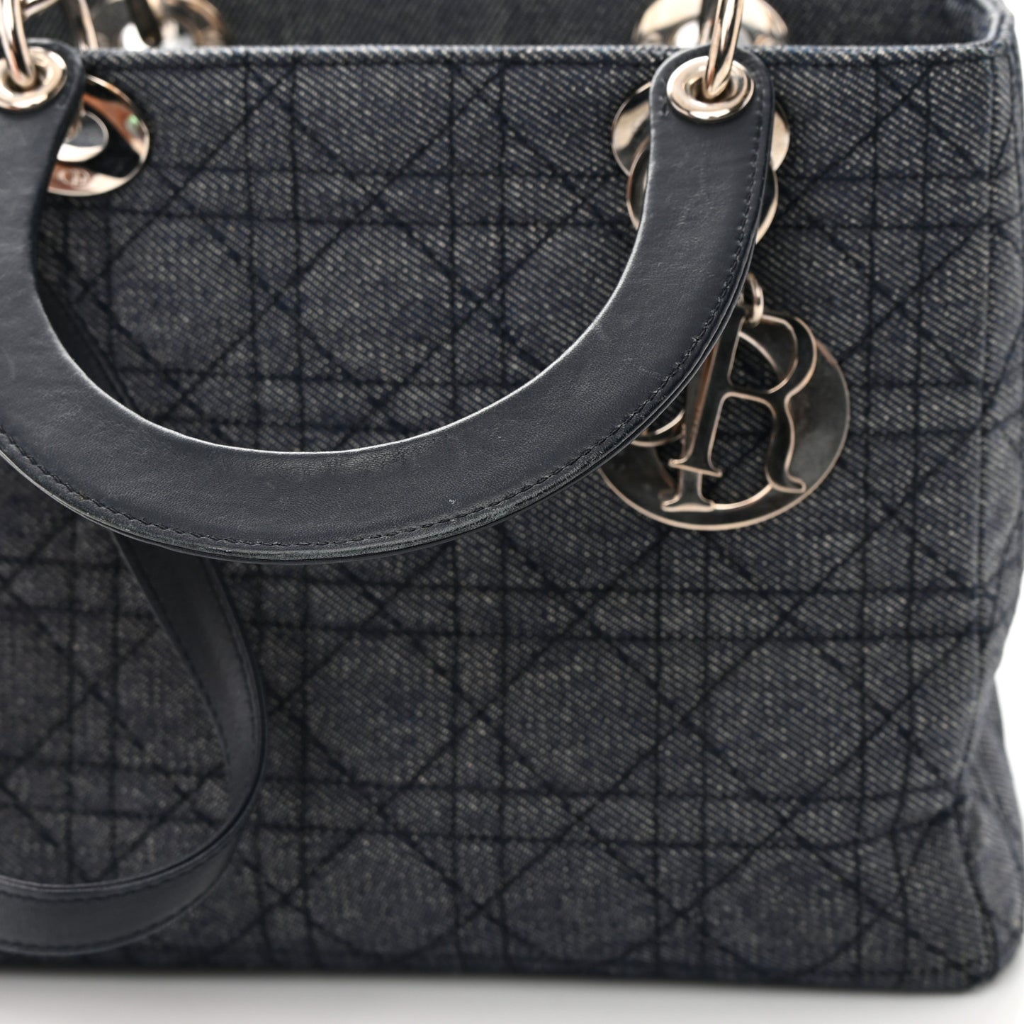 Denim Cannage Medium Lady Dior Black