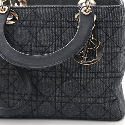 Christian Dior Denim Cannage Medium Lady Dior Black 17 of 21