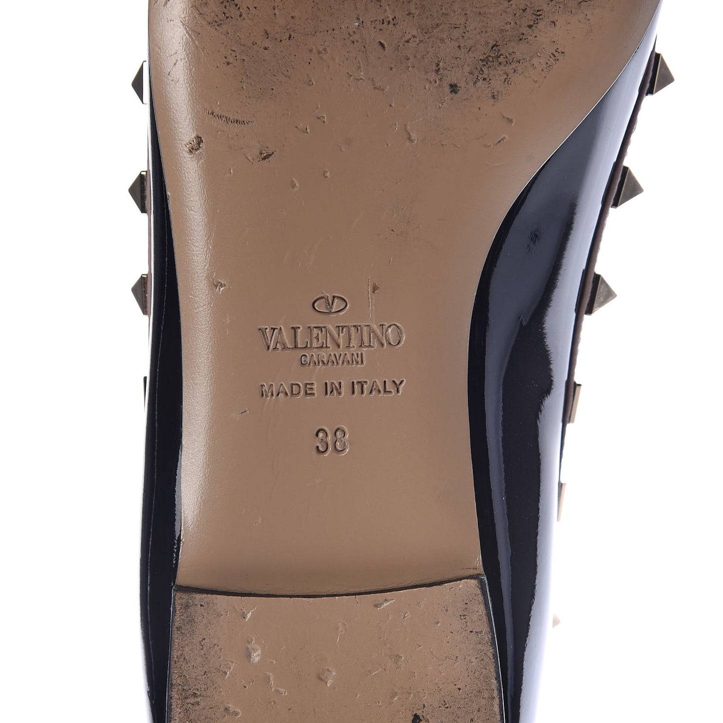 Patent Nappa Rockstud Cage Ballerina Flats 38 Black Poudre
