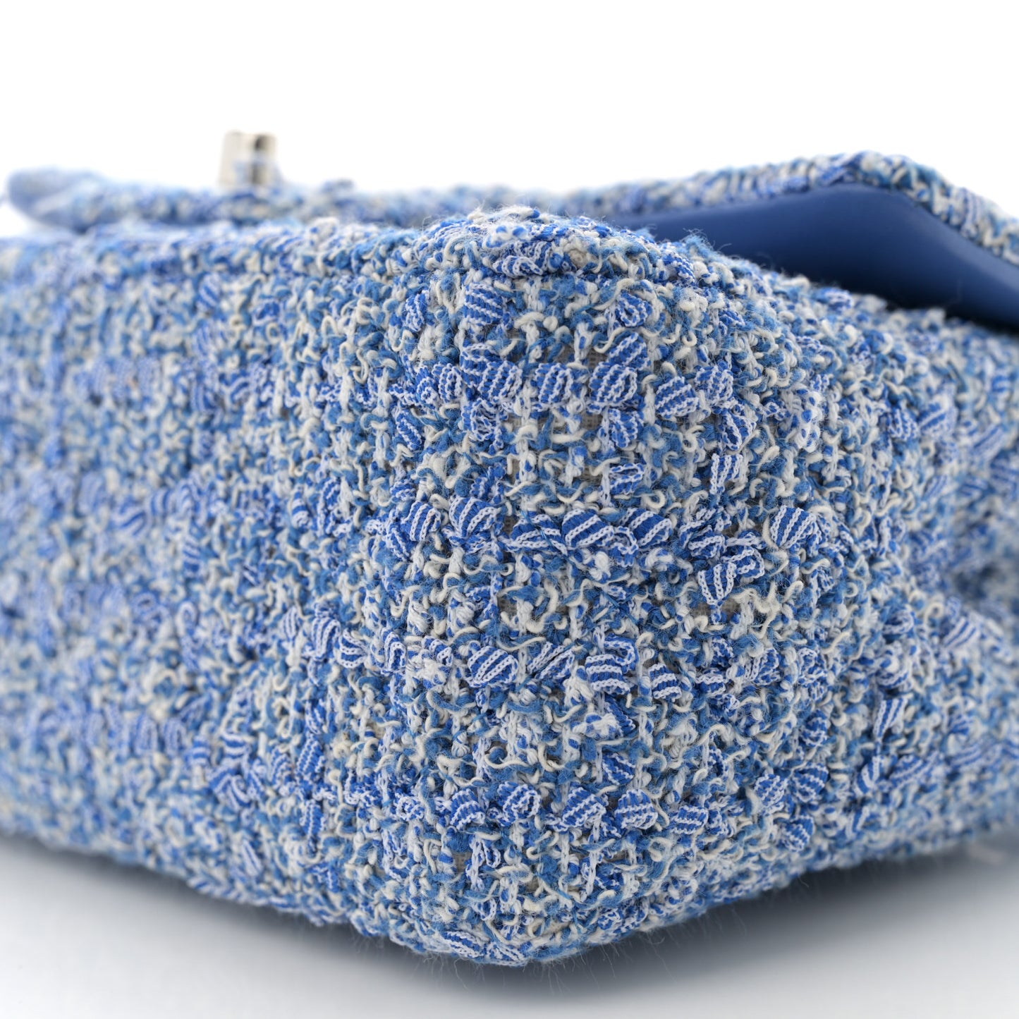 Tweed Quilted Mini Rectangular Flap Blue White