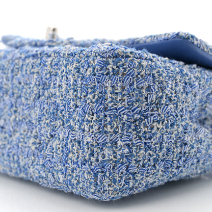 Chanel Tweed Quilted Mini Rectangular Flap Blue White 10 of 13