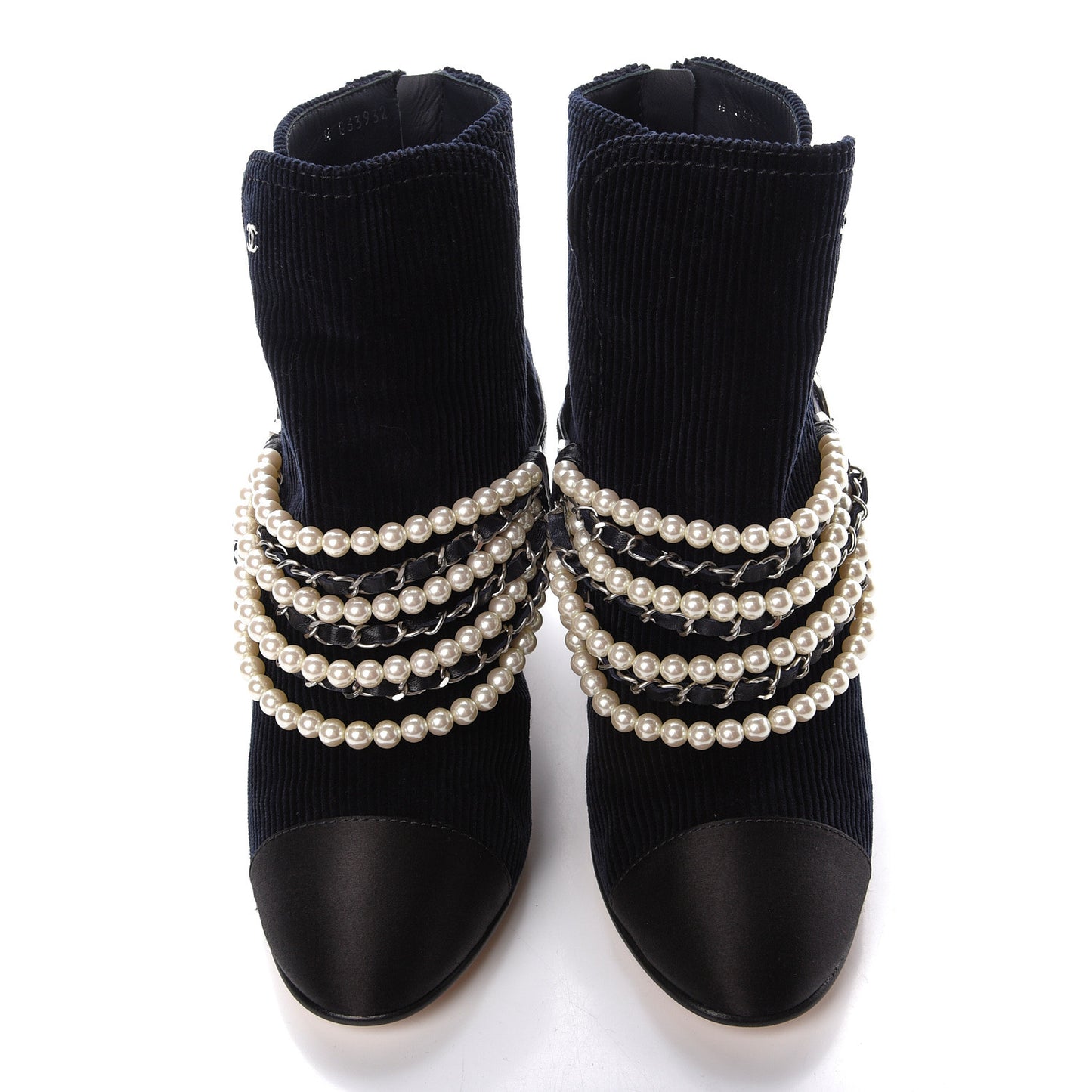 Velvet Satin Cap Cap Toe Short Boots 40 Navy Black