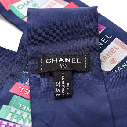 Chanel Silk Twill Slim Bandeau Scarf Navy Blue Red 4 of 4