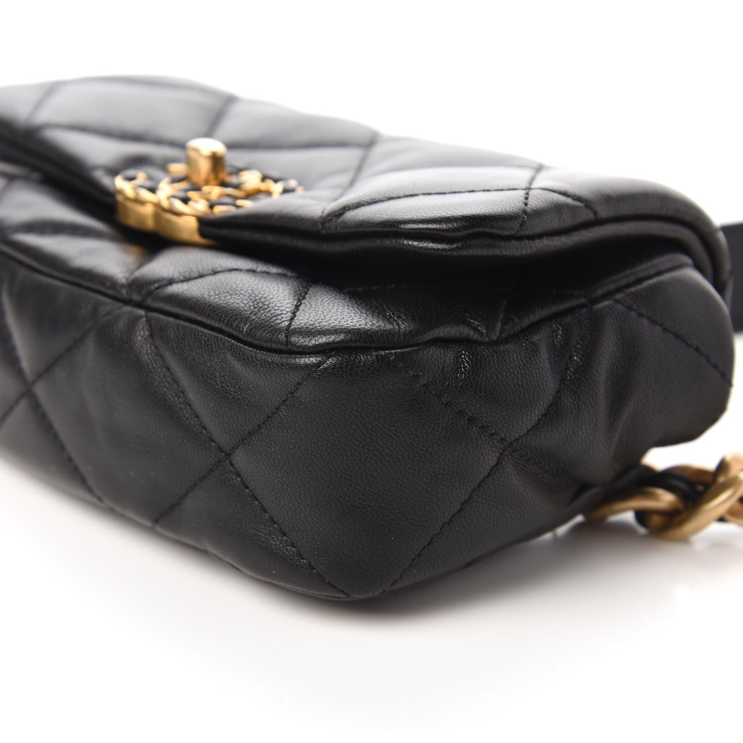 Chanel Goatskin Quilted Chanel 19 Waist Bag Black 7 of 11