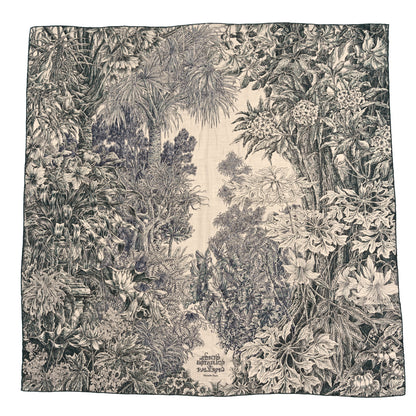 Hermes Cashmere Silk All 'Orto Botanico Di Palermo Shawl 140 Vert Loden Naturel Encre 1 of 3