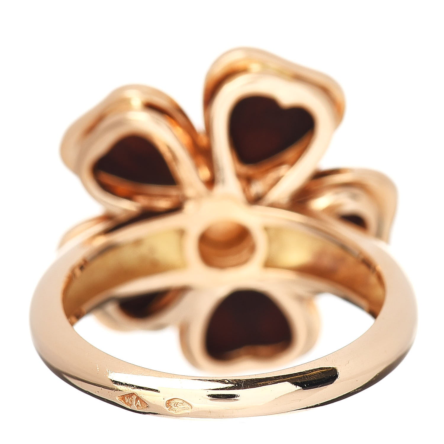 Van Cleef & Arpels 18K Yellow Gold Diamond Exotic Wood Nerval Ring 54 6.75 4 of 5