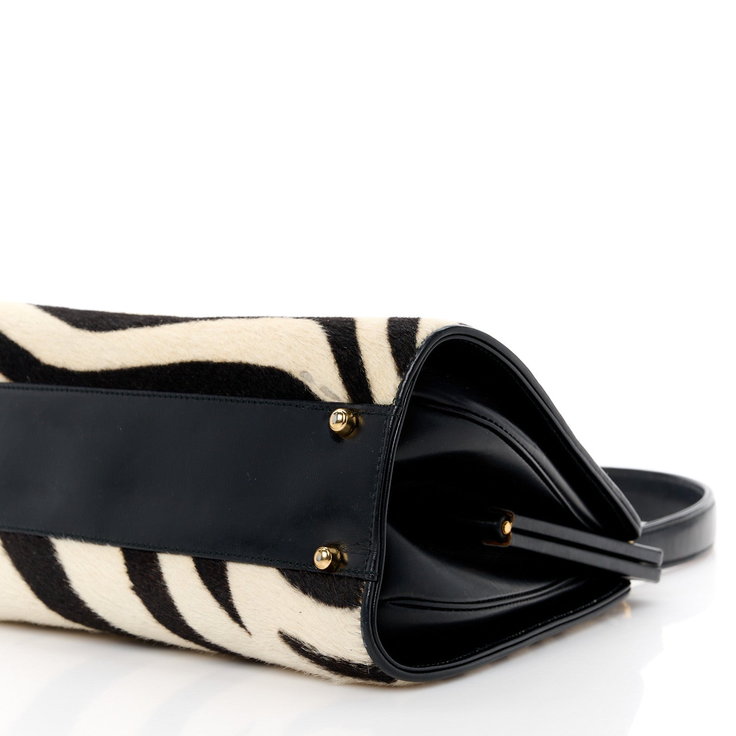 Gucci Calf Hair Top Handle Frame Bag Black White 11 of 13