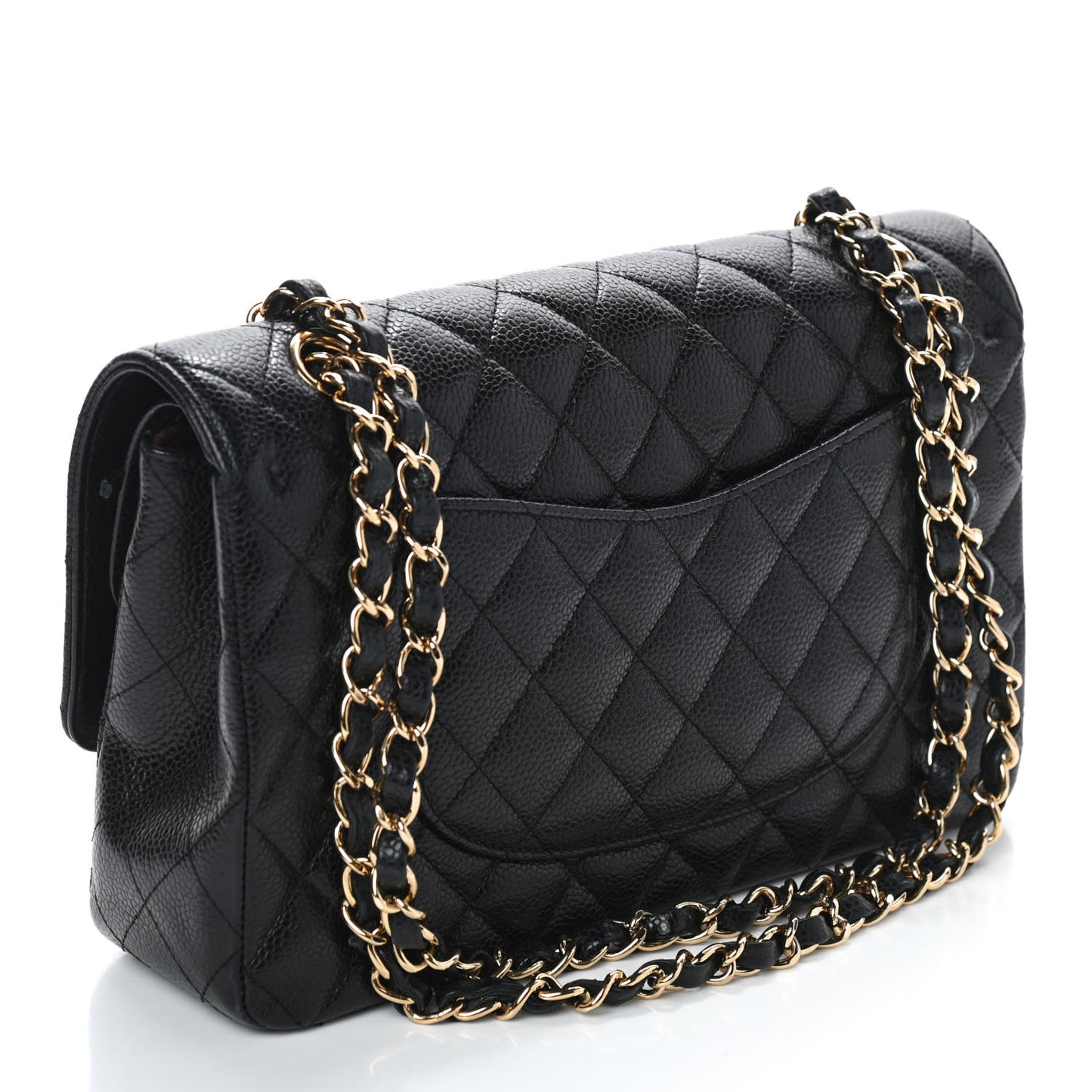 Caviar Quilted Medium Double Flap Black