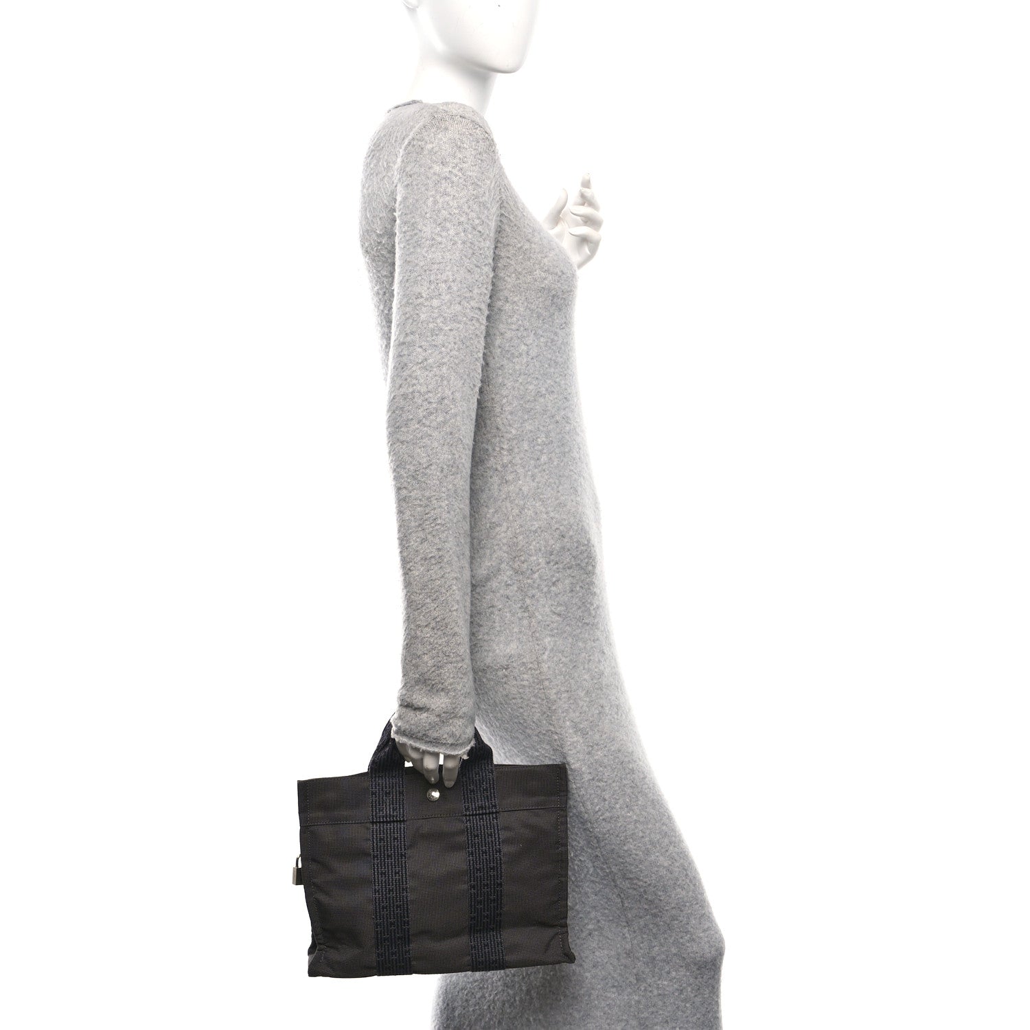 Hermes Canvas Herline PM Tote Grey 2 of 10