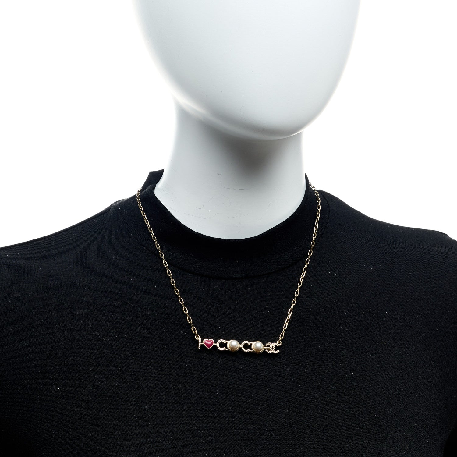 Chanel Metal Resin Pearl I Love Coco Necklace Gold Multicolor 2 of 5