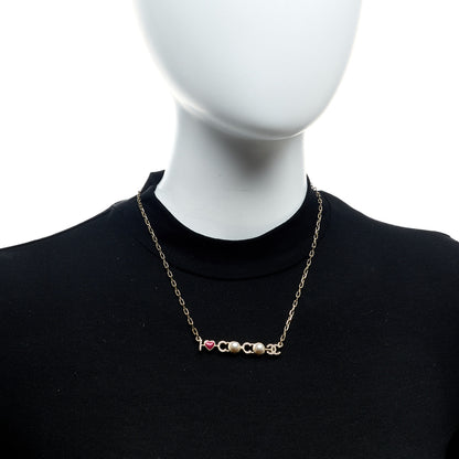 Chanel Metal Resin Pearl I Love Coco Necklace Gold Multicolor 2 of 5
