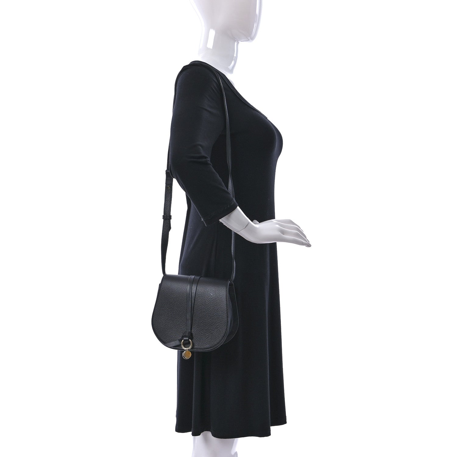 Chloe Calfskin Mini Alphabet Saddle Bag Black 2 of 9