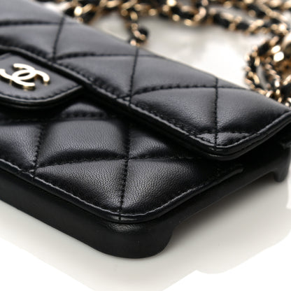 Chanel Lambskin Quilted iPhone XII Max Case With Chain Black 6 of 11