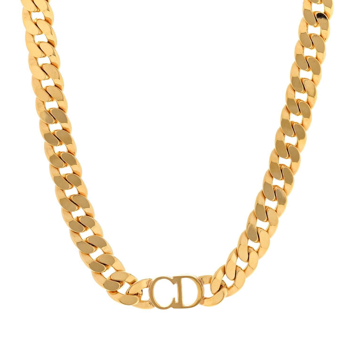 Christian Dior Metal CD Choker Necklace Gold 1 of 4