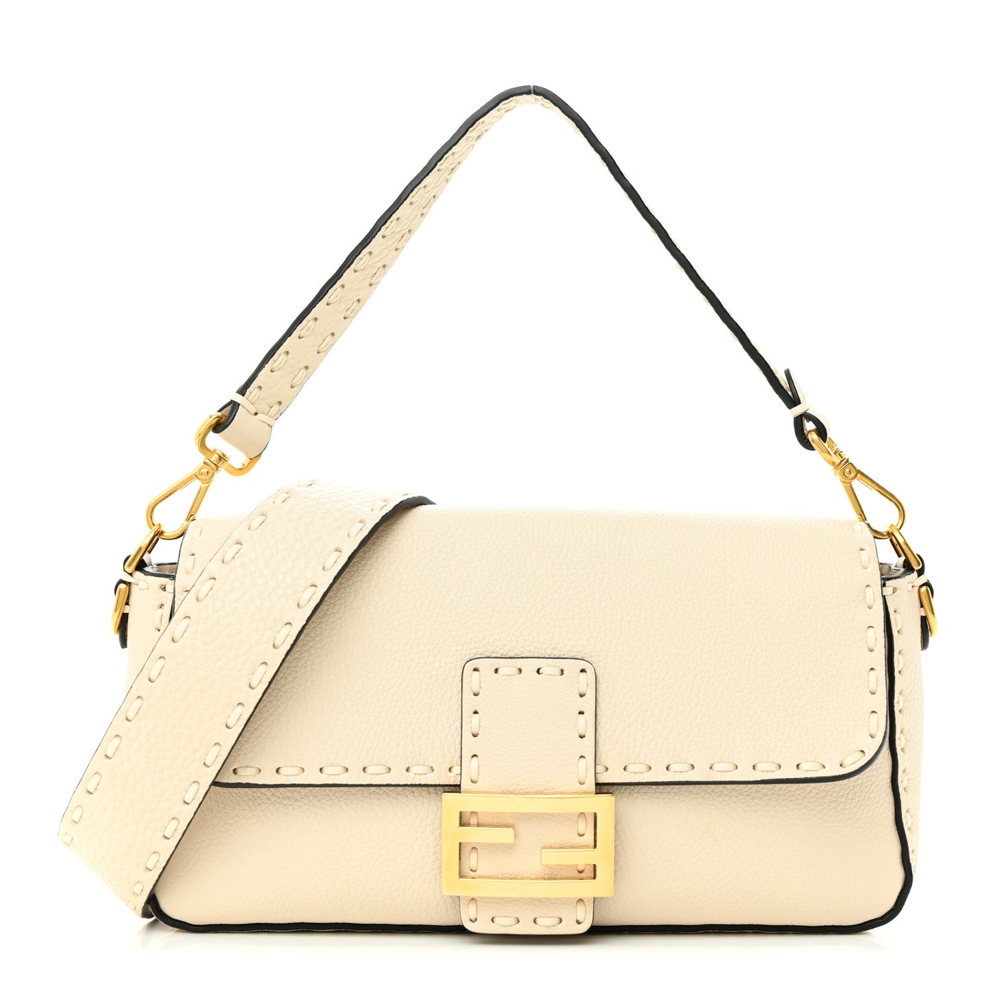 Cuoio Roma Sellerissima Nappa Sintetica Tape Stitch Baguette Latte