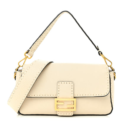 Fendi Cuoio Roma Sellerissima Nappa Sintetica Tape Stitch Baguette Latte 1 of 10