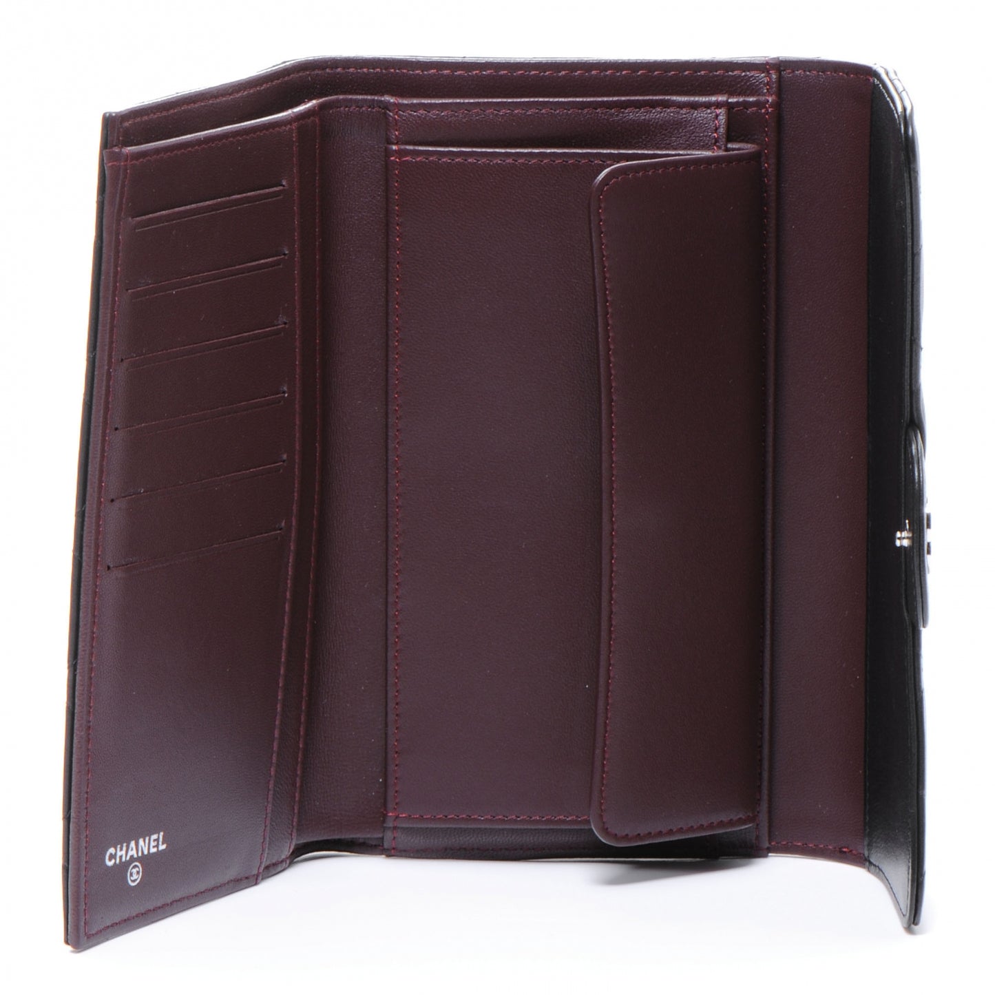 Lambskin Quilted Large Flap Wallet Black