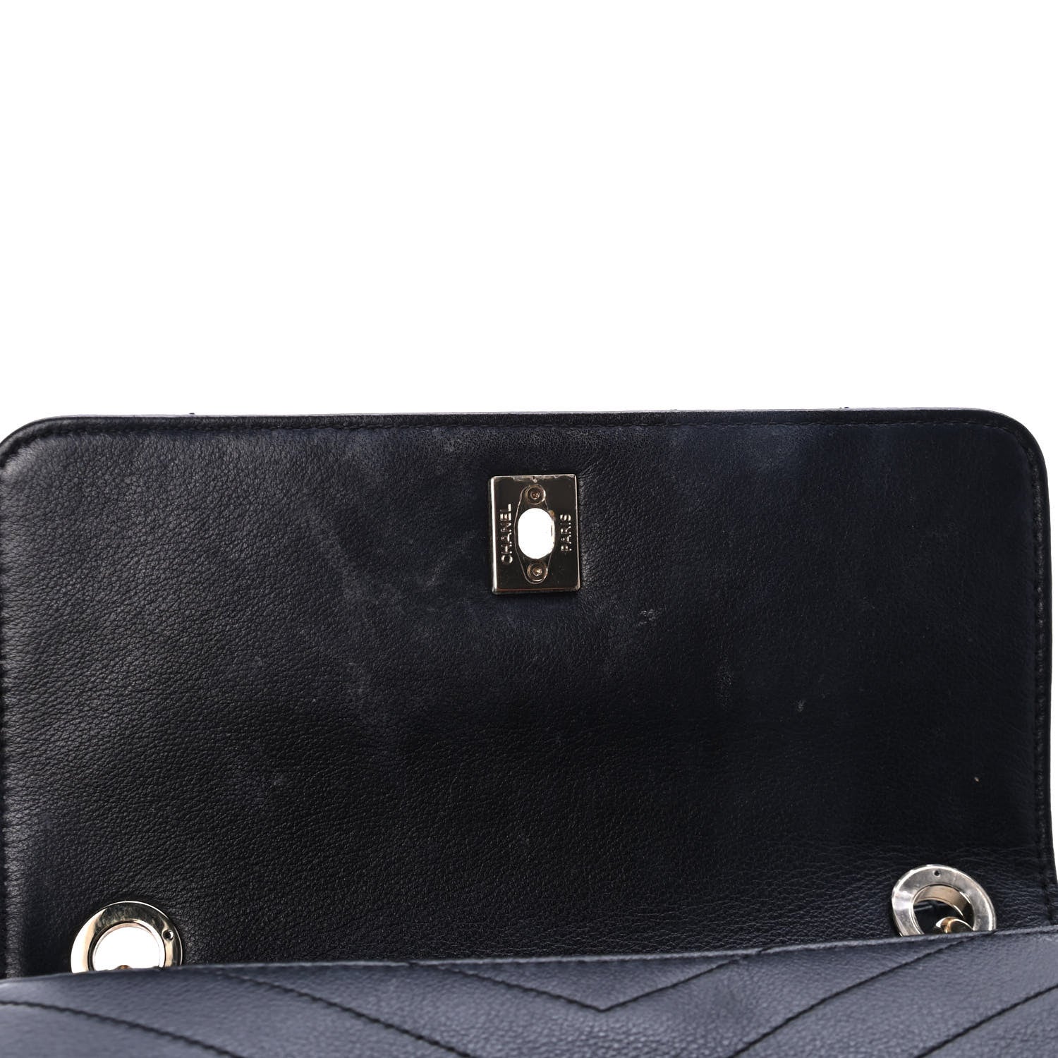 Chanel Grained Calfskin Small Chevron Chic Top Handle Flap Black 5 of 5