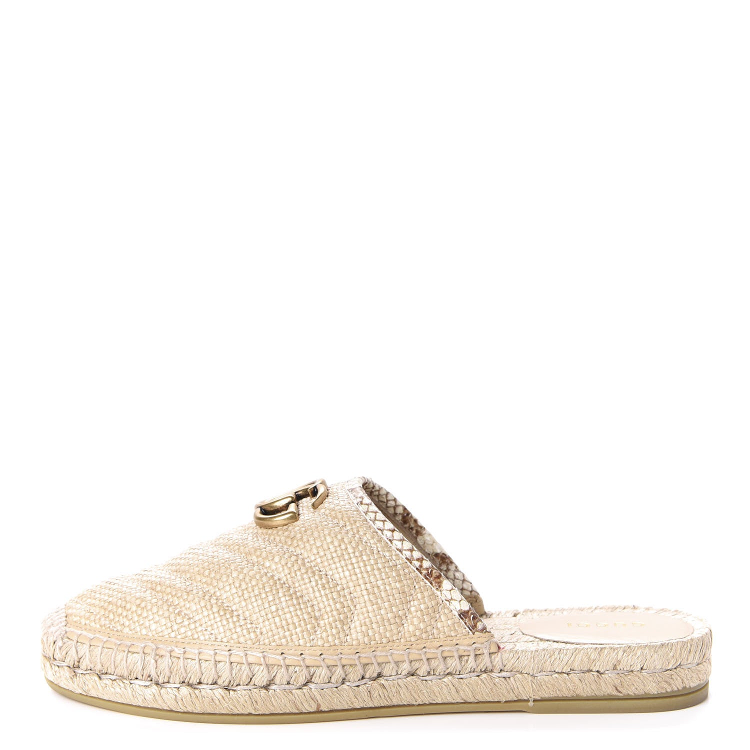 Gucci Straw Elaphe Matelasse GG Marmont Espadrille Slippers 38 Natural Cream Brown 1 of 12