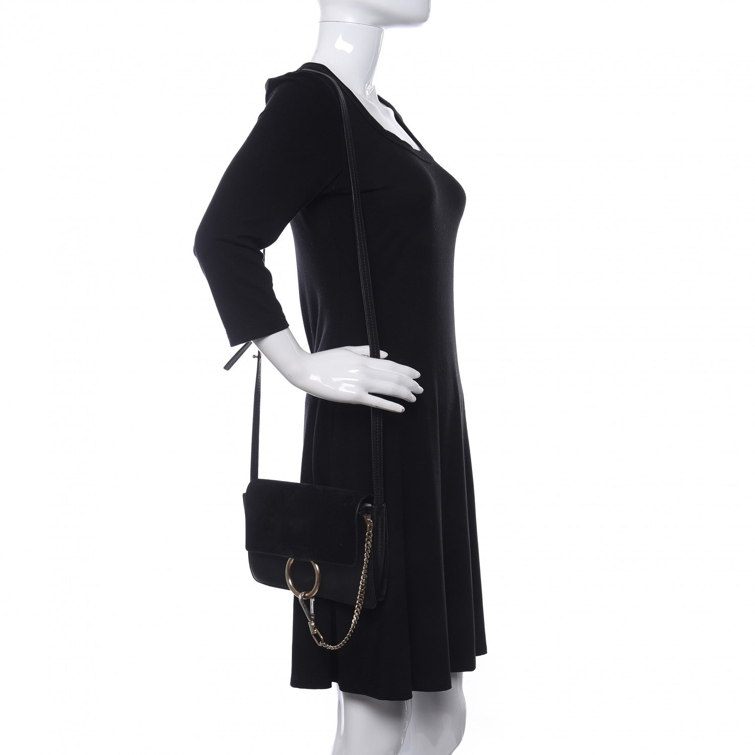 Chloe Suede Calfskin Small Faye Shoulder Bag Black 2 of 9