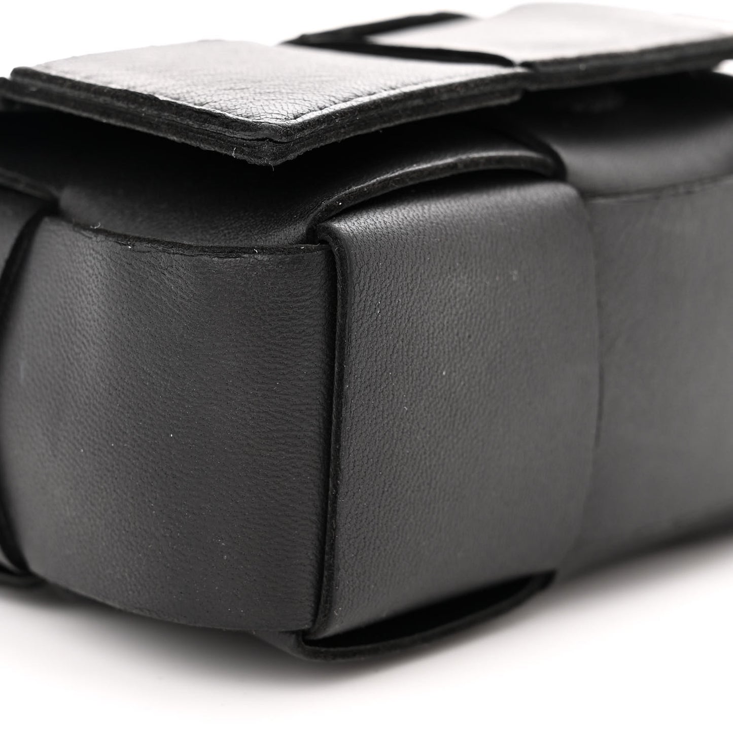 Lambskin Maxi Intrecciato Extra Mini Cassette Crossbody Bag Black