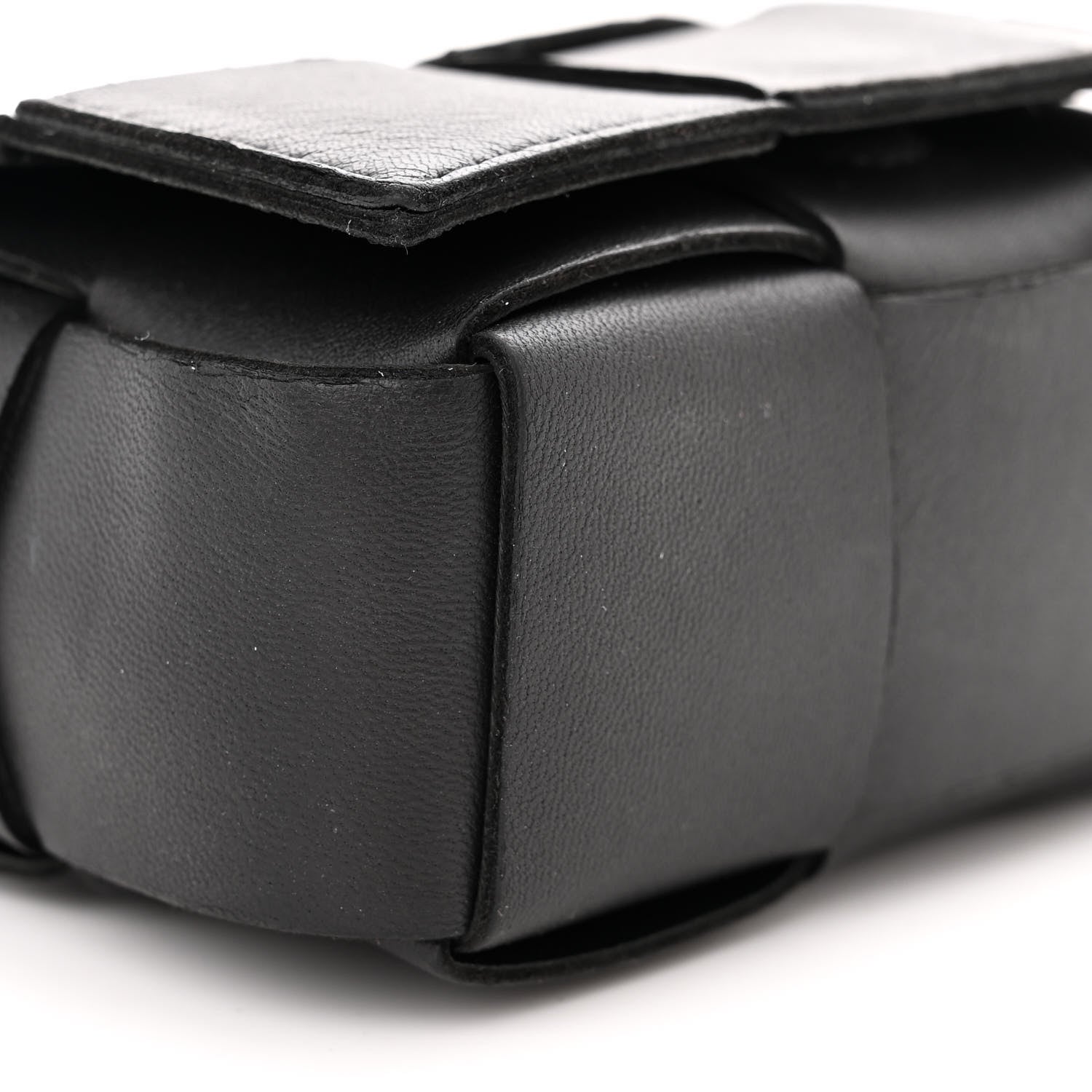Bottega Veneta Lambskin Maxi Intrecciato Extra Mini Cassette Crossbody Bag Black 8 of 12