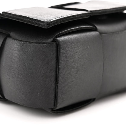 Bottega Veneta Lambskin Maxi Intrecciato Extra Mini Cassette Crossbody Bag Black 8 of 12