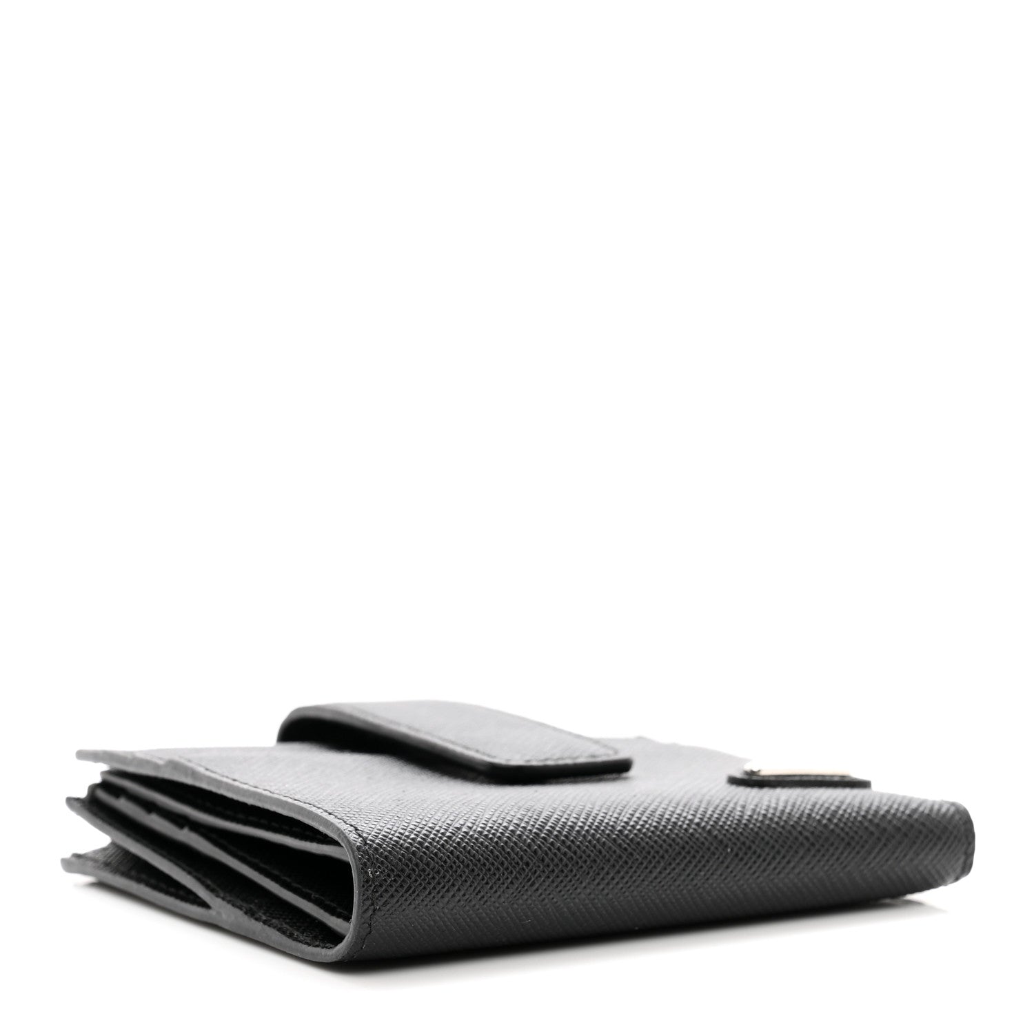Prada Saffiano Metal Card Holder Compact Wallet Black 4 of 6