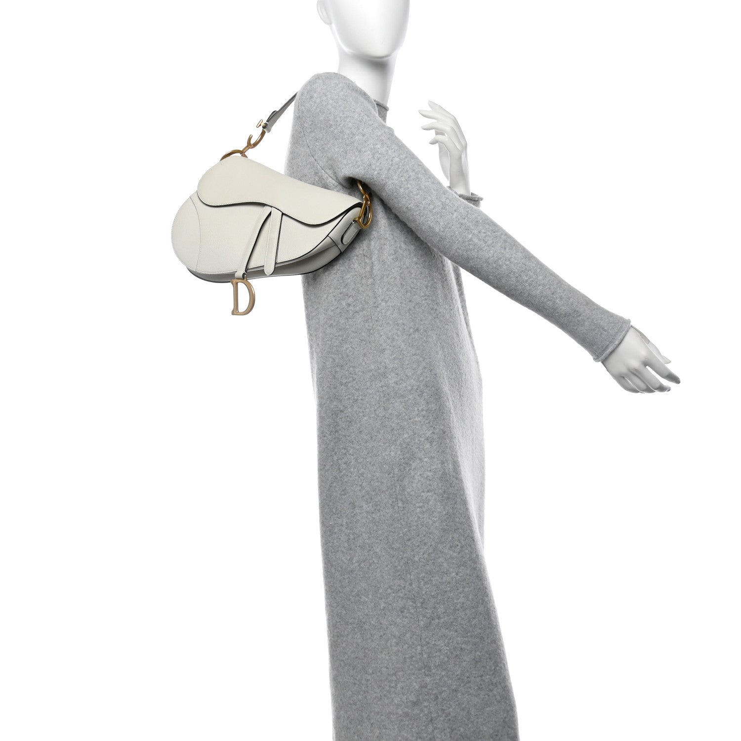 Christian Dior Grained Calfskin Saddle Bag White 2 of 13