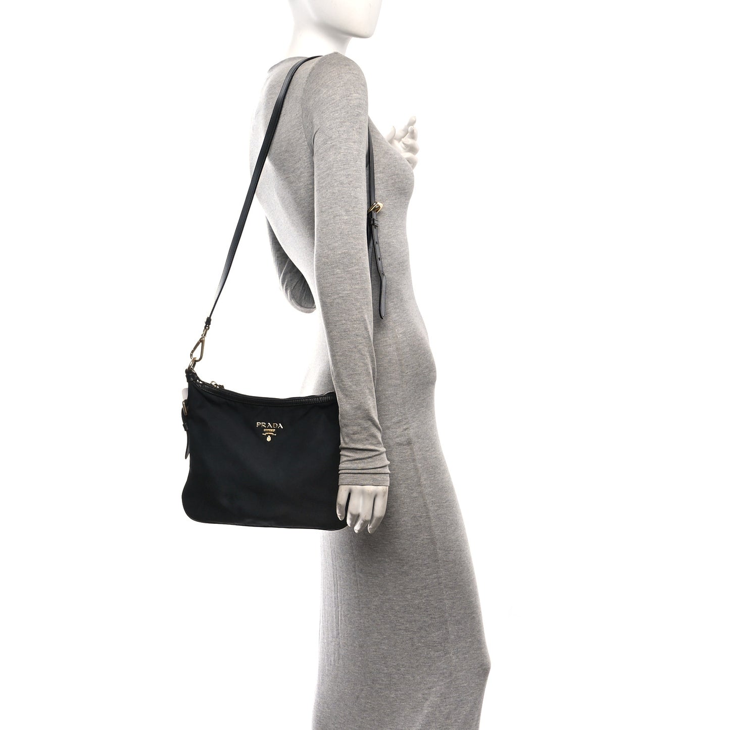 Tessuto Nylon Saffiano Vela Crossbody Bag Black