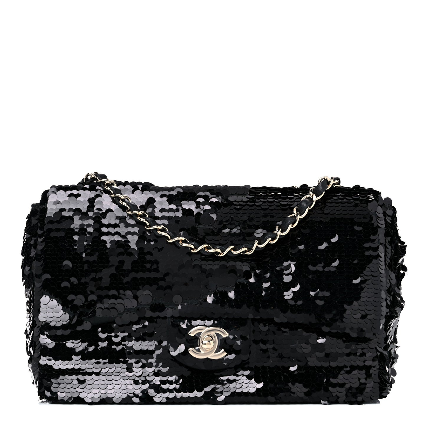 Sequin Small Single Flap Black