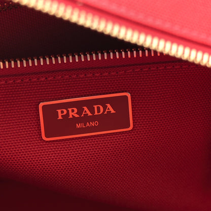 Prada Wicker Canvas Shoulder Bag Rosso 6 of 9