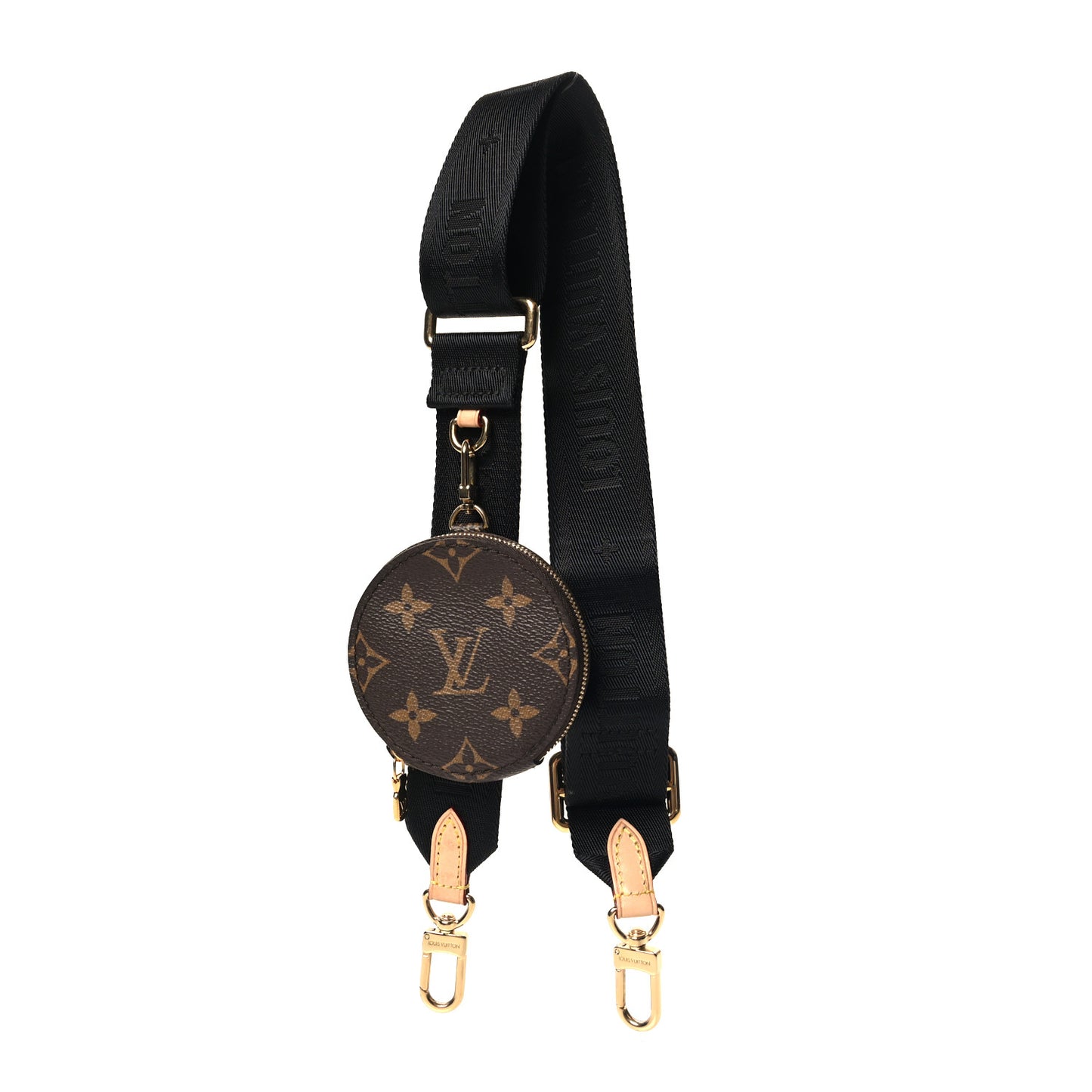 Nylon Monogram Strap with Coin Purse Black Black