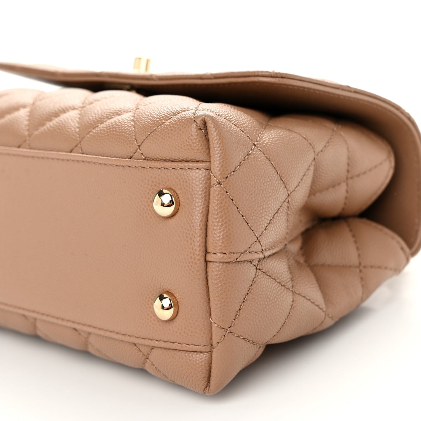 Caviar Quilted Mini Coco Handle Flap Beige