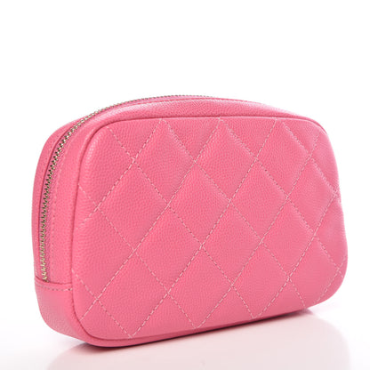 Chanel Caviar Quilted Small Curvy Pouch Cosmetic Case Pink 4 of 8