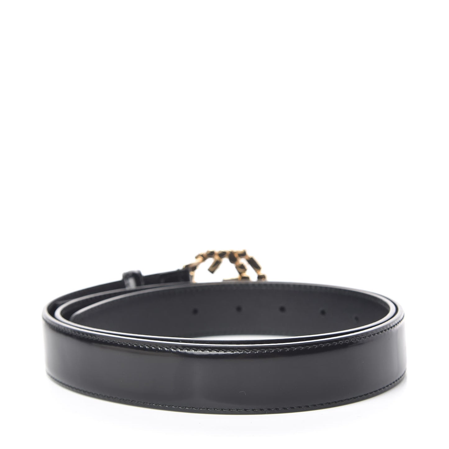 Leather Crystal Pearl Interlocking G Belt 100 40 Black