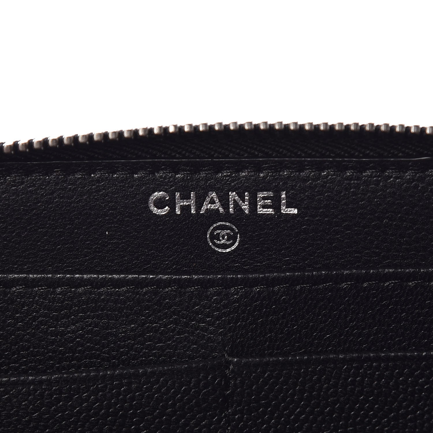 Chanel Caviar Quilted Diamond CC Duo Zip Around Wallet Black 7 of 8