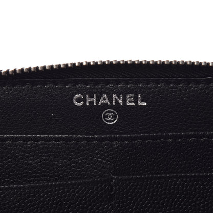 Chanel Caviar Quilted Diamond CC Duo Zip Around Wallet Black 7 of 8
