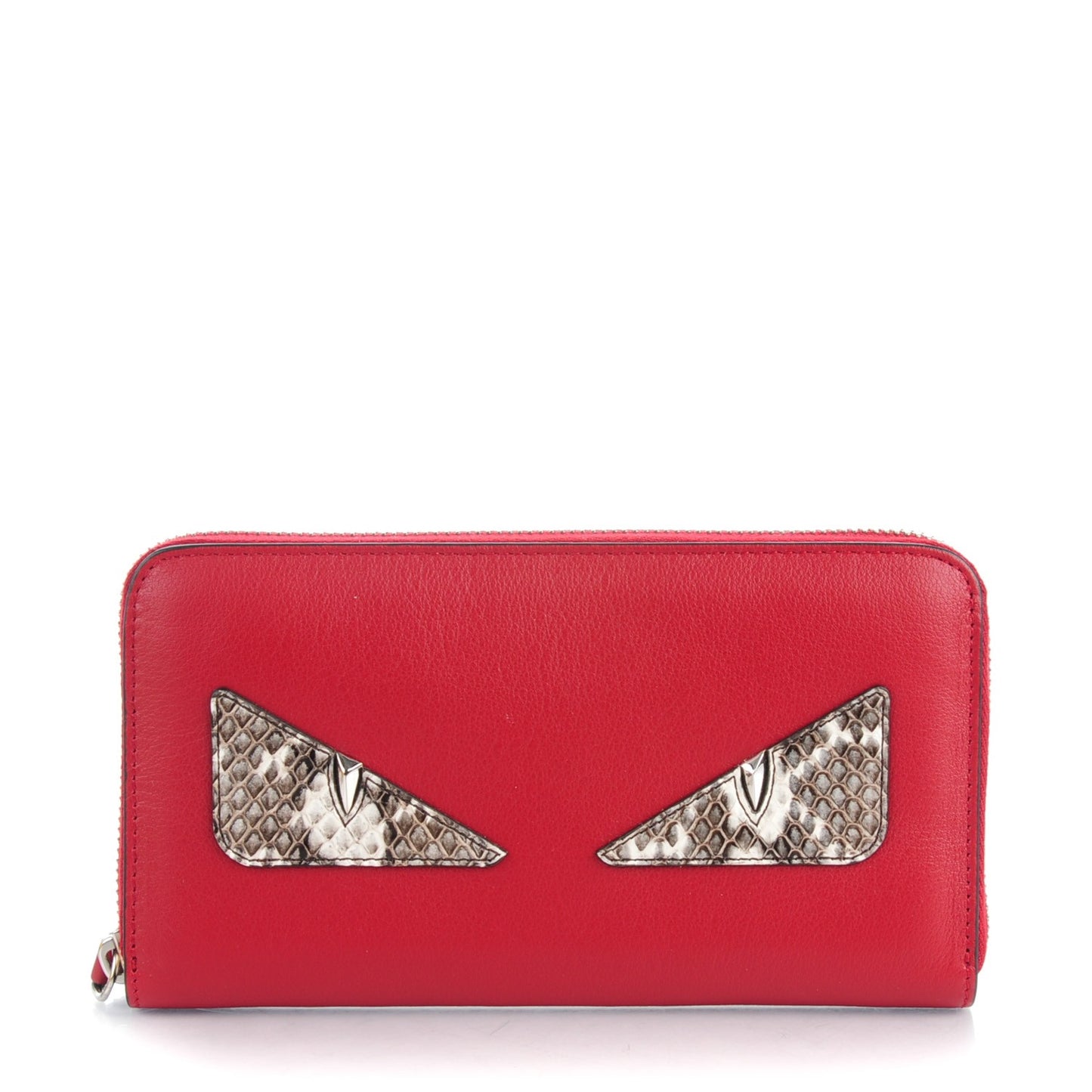Vitello Dolce Elaphe Monster Eyes Zip Around Wallet Ribes Naturale