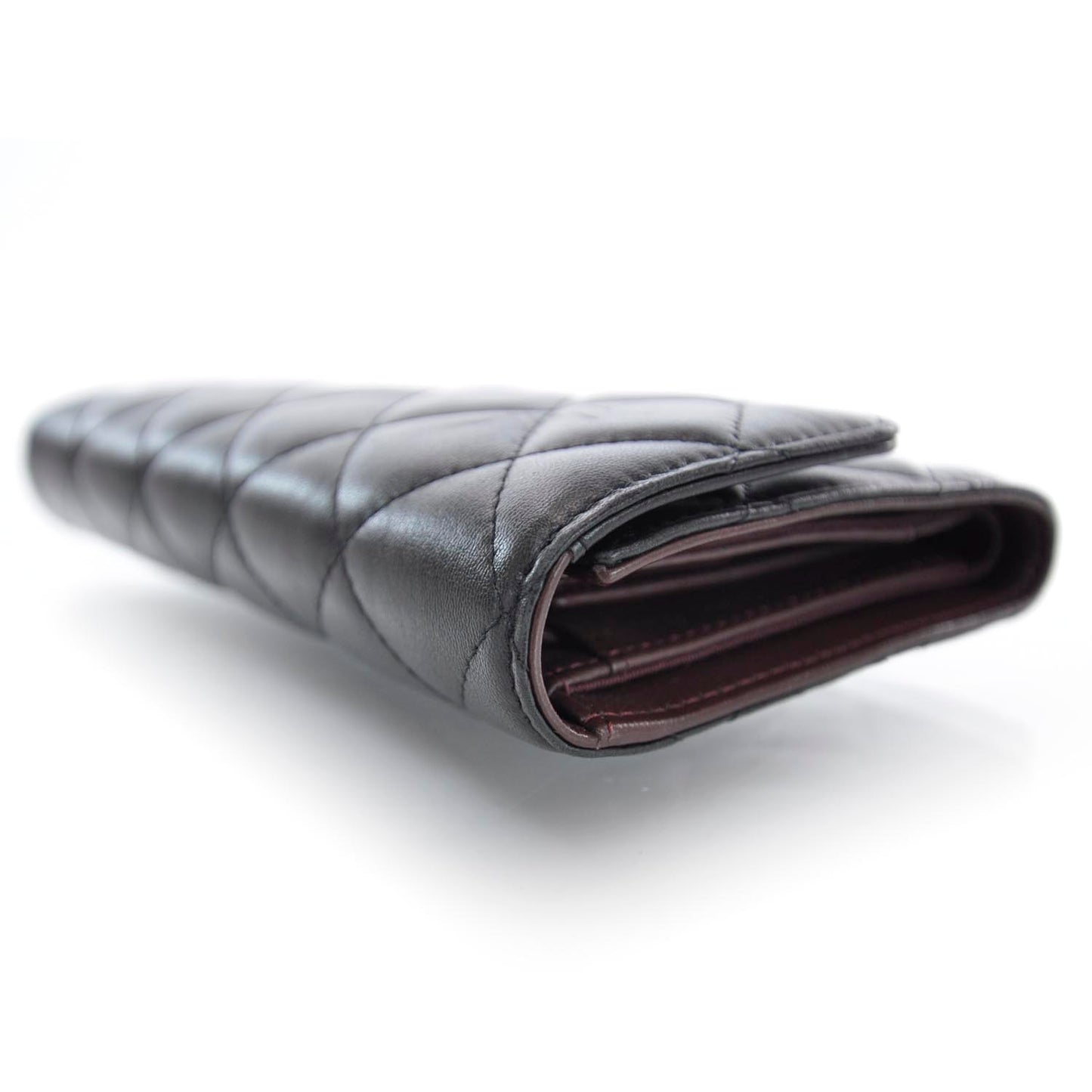 Lambskin Large Flap Wallet Black