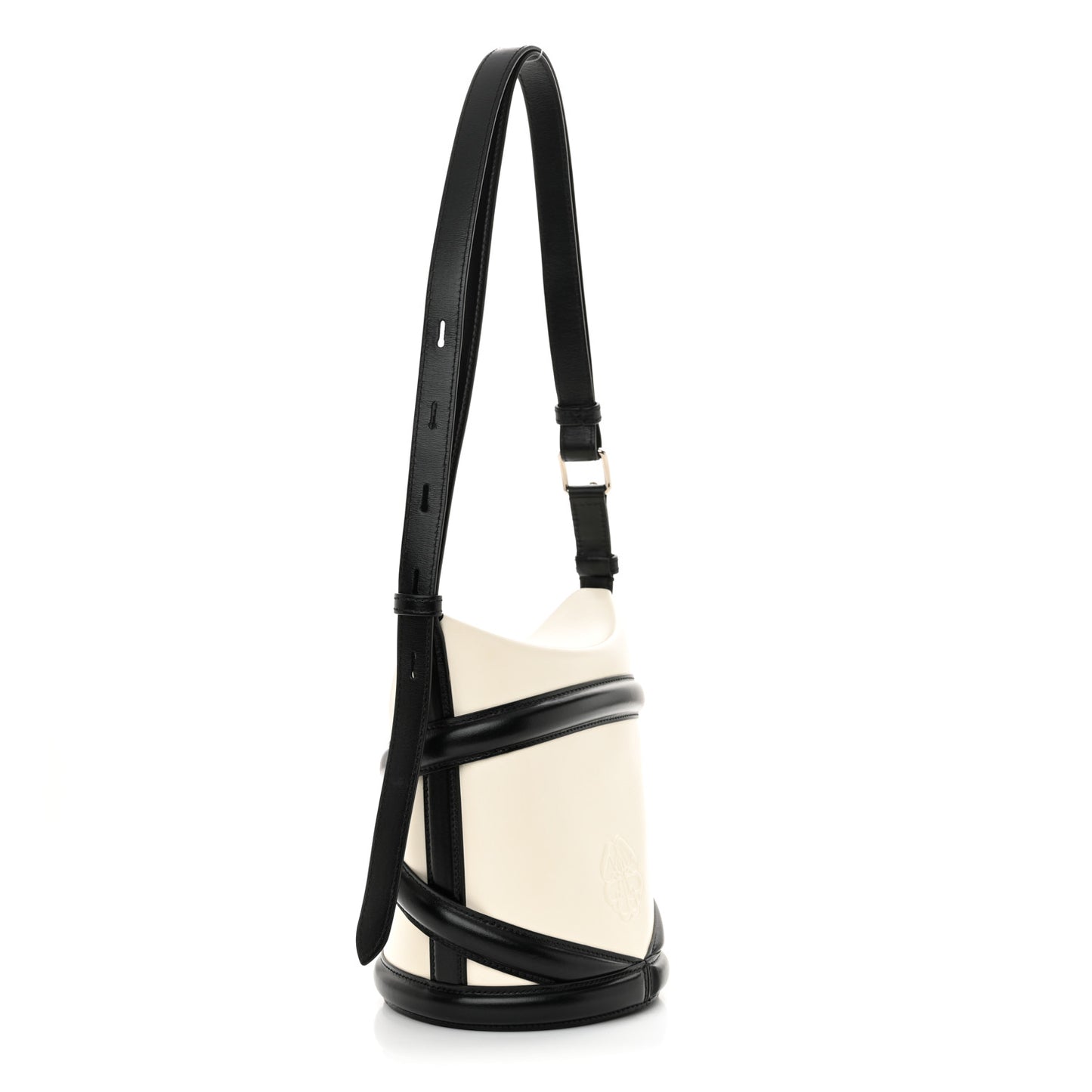 Calfskin The Curve Shoulder Bag White Black